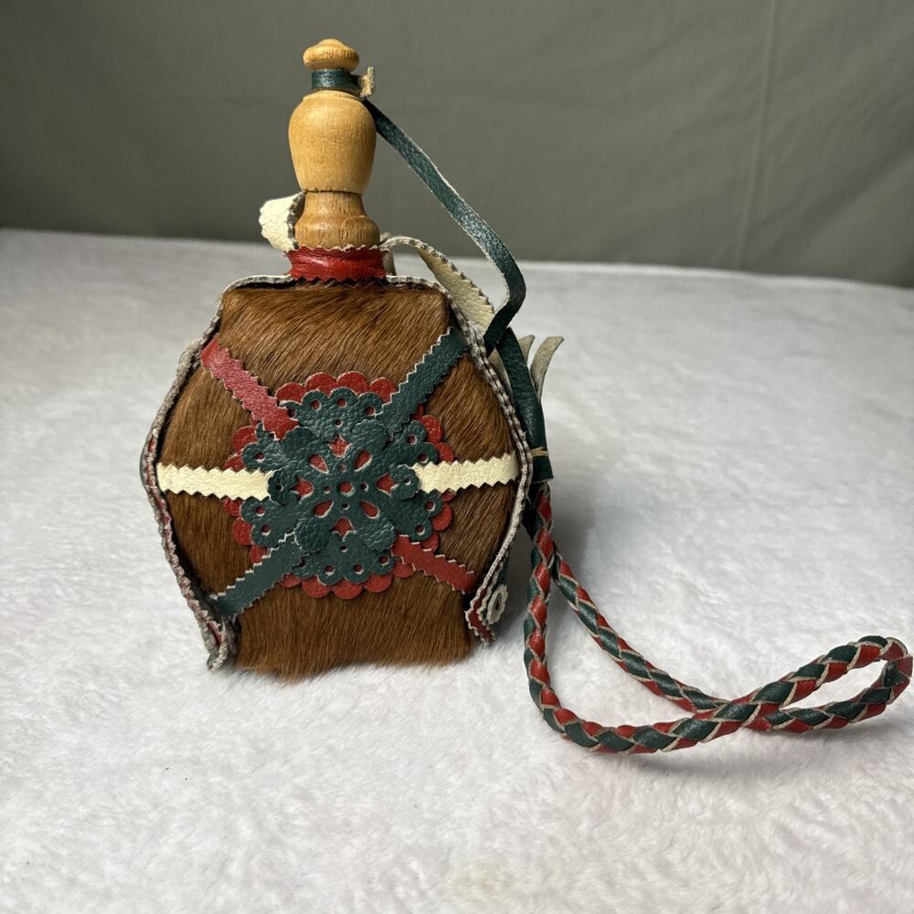 Vtg Hungarian Flask Sheperds Horse Hair Cover Bottle Decorative Kulacs Folk Art